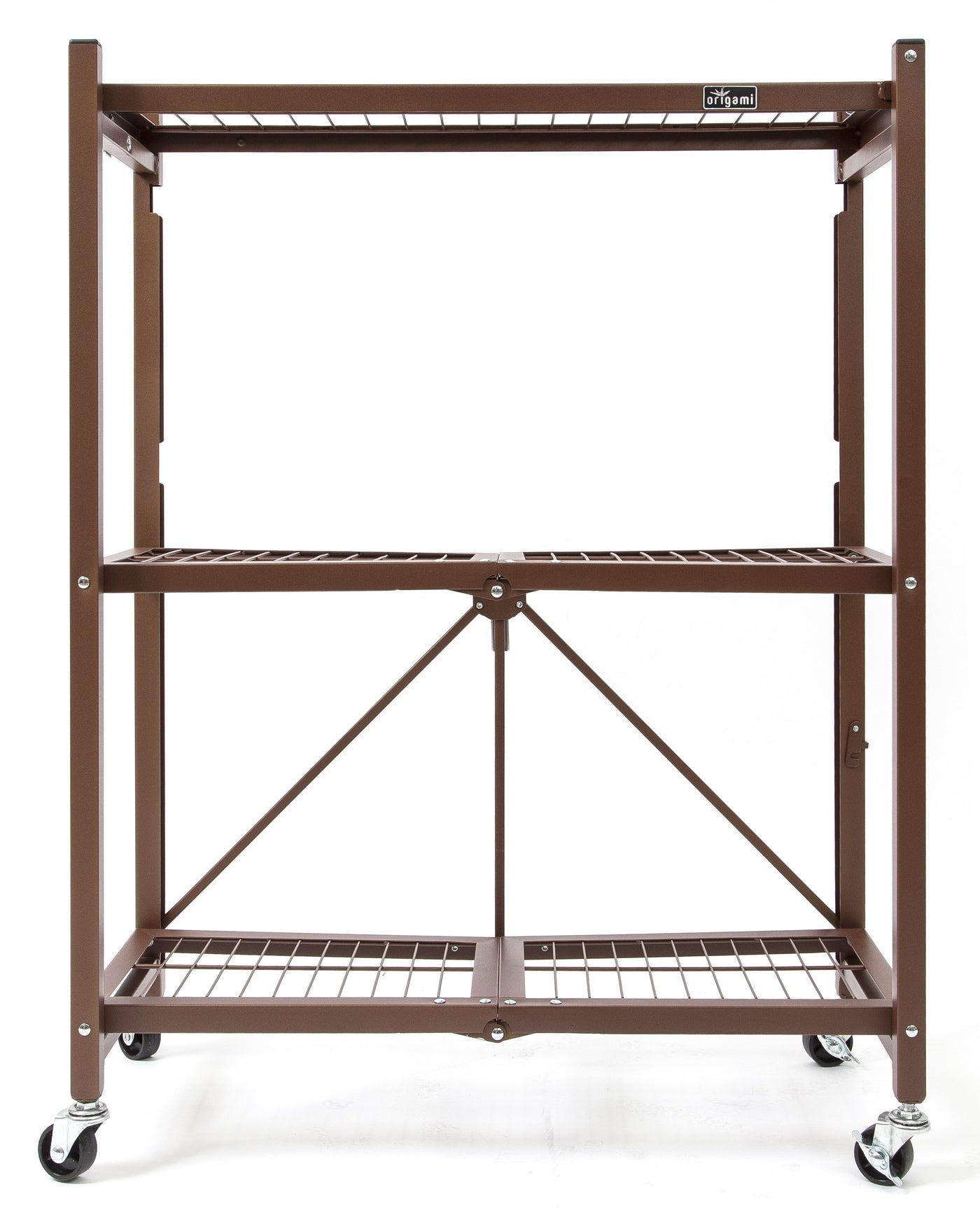 The R3 Series: Foldable 3-Tier storage rack on wheels.  Midsized Heavy Duty Model