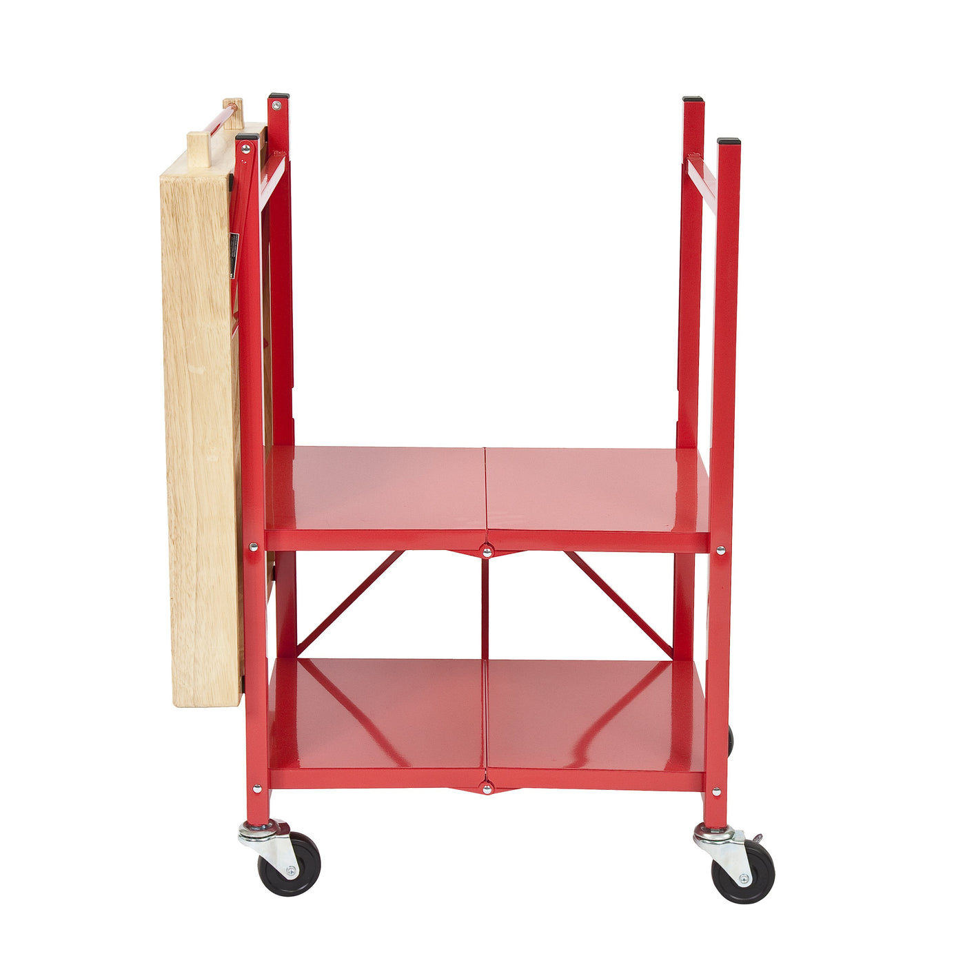 Origami Foldout 3-Shelf Kitchen Serving Island Cart With Wheels