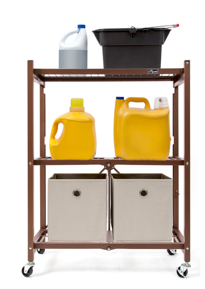 The R3 Series: Foldable 3-Tier storage rack on wheels.  Midsized Heavy Duty Model