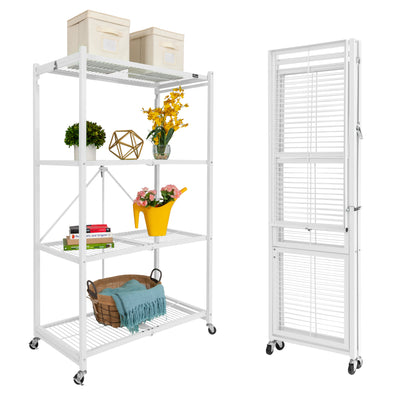 The R5 - Foldable 4-Tier Storage Rack On Wheels. Large Heavy-Duty Model.