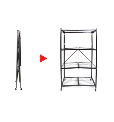 The R5 - Foldable 4-Tier Storage Rack On Wheels. Large Heavy-Duty Model.