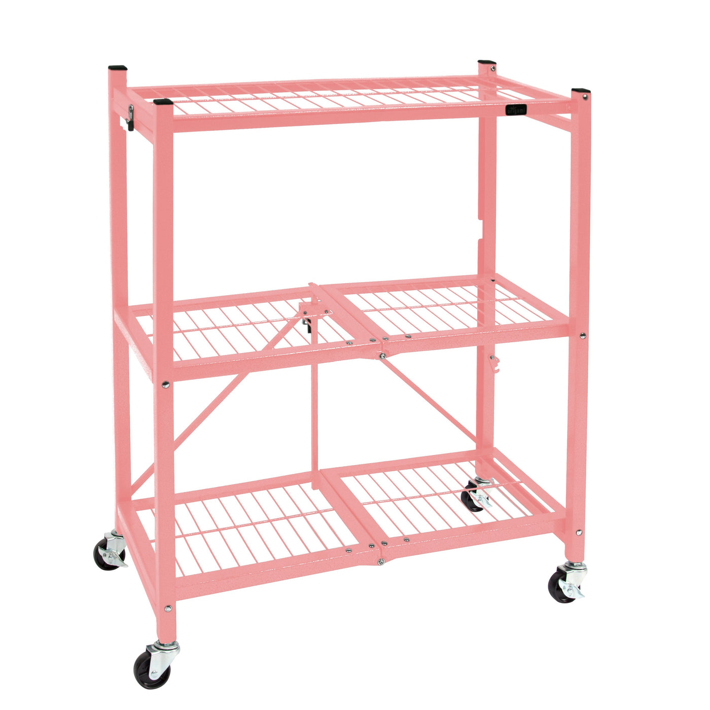 The R3 Series: Foldable 3-Tier storage rack on wheels.  Midsized Heavy Duty Model