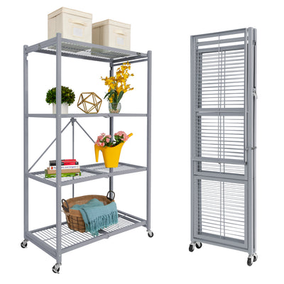 The R5 - Foldable 4-Tier Storage Rack On Wheels. Large Heavy-Duty Model.